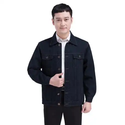 春秋装中年男夹克休闲男装外套男爸爸中老年牛仔棉夹克男士外衣夹克