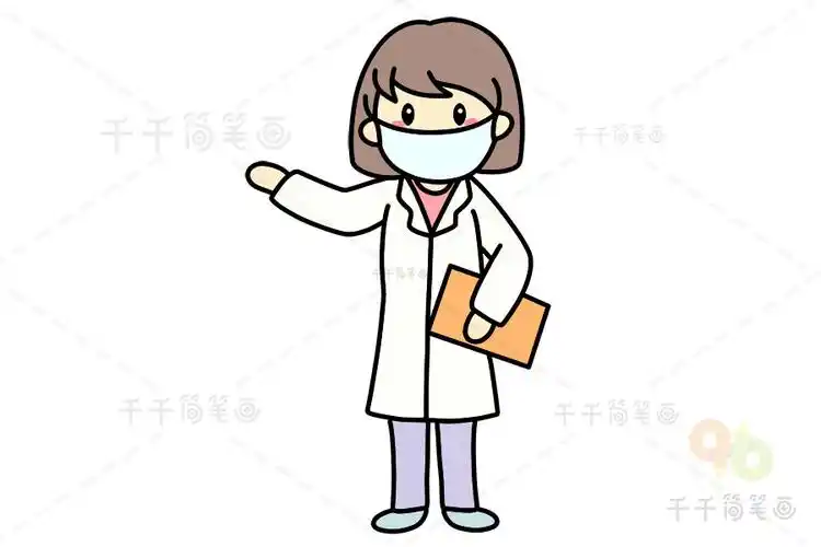 医生简笔画奋战前行