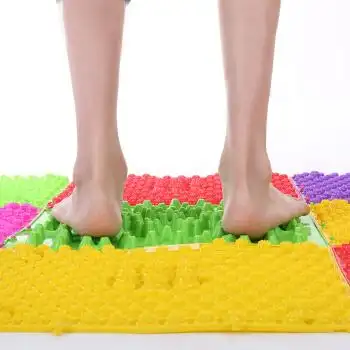 指压板脚底软硬按摩脚垫小竹笋健身器材指压垫趾压板 4片红黄蓝绿紫玫