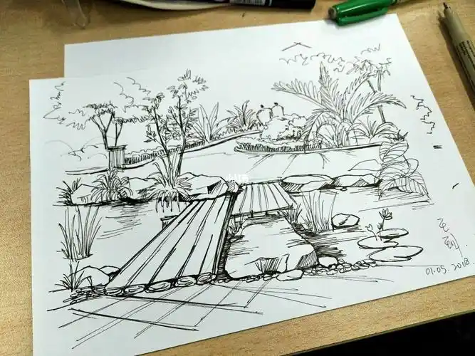 景观小品 速写 针管笔