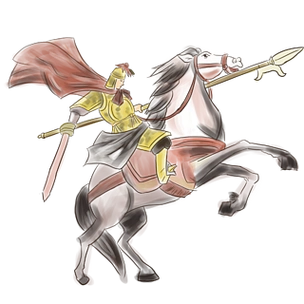 手绘中国风水墨画古代骑马将军