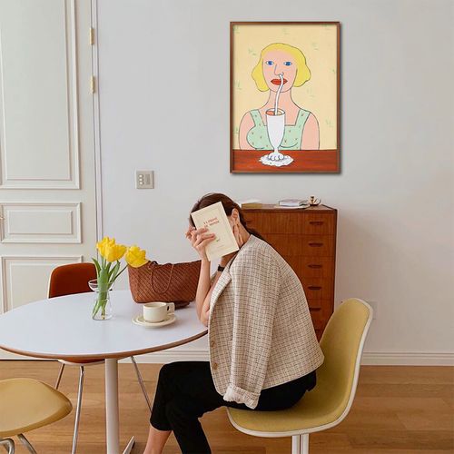 【独家正版】瑞典进口|展览限定|吸管女孩|原版海报|艺术装饰画