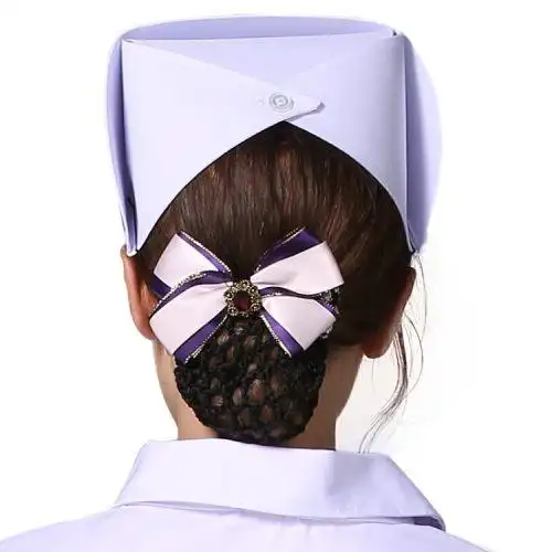 护姿美护士帽护士燕尾帽粉蓝白色带杠医生帽圆帽实习护士配帽