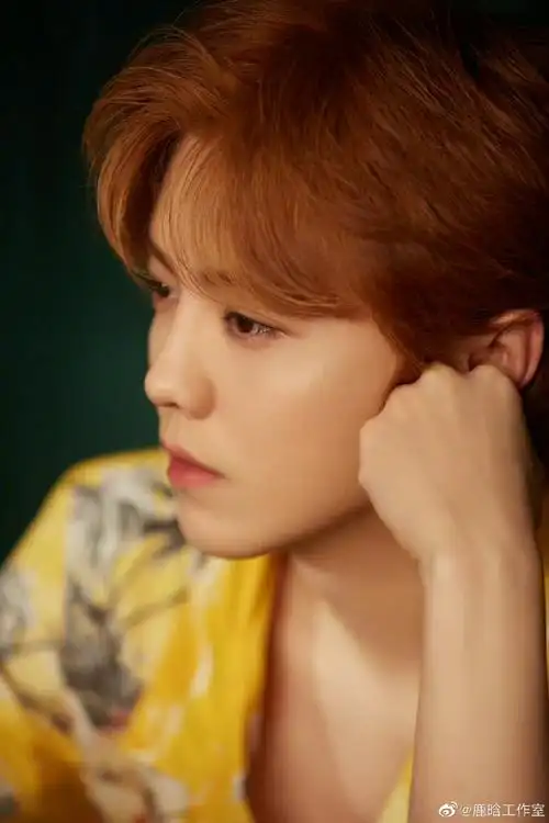 鹿晗花衬衫四宫格##鹿晗金发花衬衫花絮图