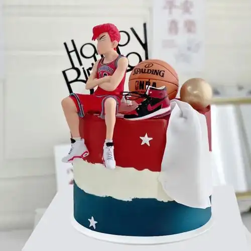 2021新款仿真塑胶生日蛋糕模型男生卡通篮球运动仿真水果