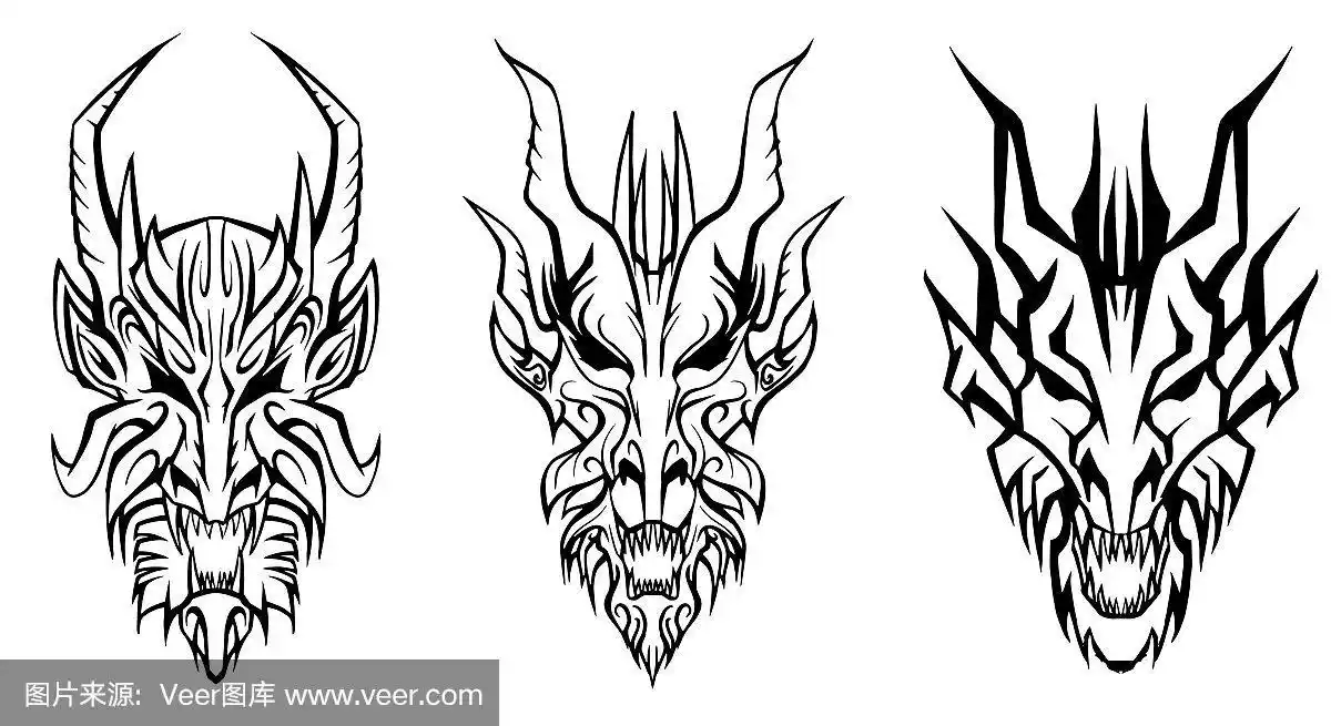 动物头,尖利,正面视角,龙,大特写