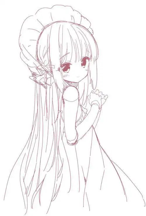 卡通人物简笔画美少女古代彩色