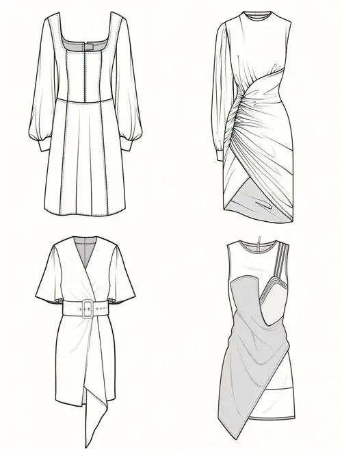 连衣裙|正反面服装款式图|服装设计(17)