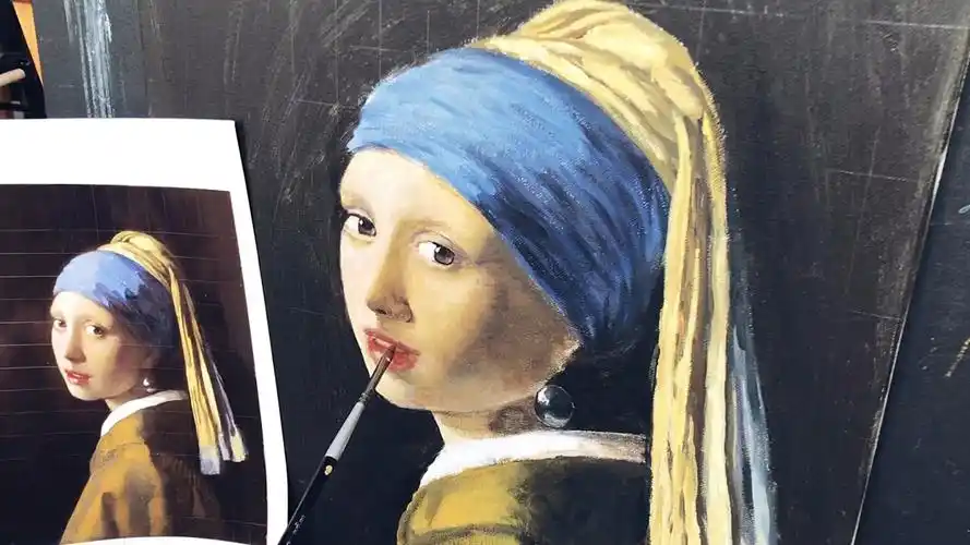 娜老师/临摹名画《戴珍珠耳环的少女》/荷兰著名油画大师维米尔原作