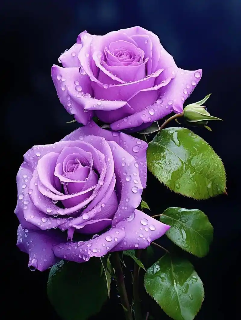 绘画素材 紫色玫瑰花  重点展现了紫色玫瑰花的独特美感和细节特征.