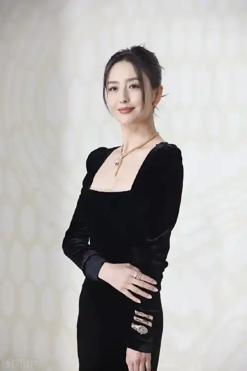 佟丽娅黑色丝绒长裙