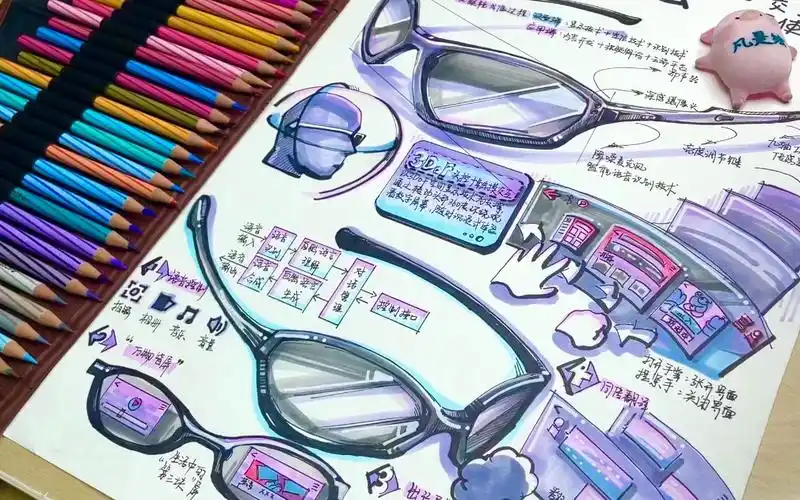 凡是绘原创 信息交互设计考研手绘快题 智能眼镜绘制示范《智能眼镜》