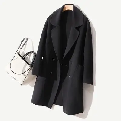 蒂克罗姆双面羊绒大衣女中长款2020年新款宽松羊毛呢外套高端品牌