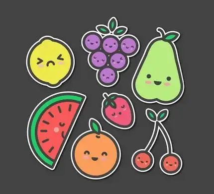 ai格式矢量卡通物品可爱水果贴纸
