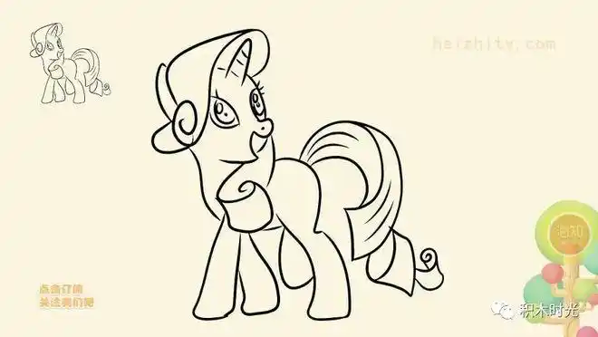 一组非常可爱的小马宝莉简笔画46岁儿童学美术必备