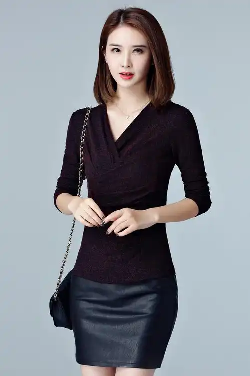 蕾丝打底衫女春秋长袖2018新款亮丝小衫修身显瘦v领网纱上衣