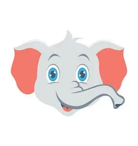 大型哺乳类动物大象彩色矢量图标照片