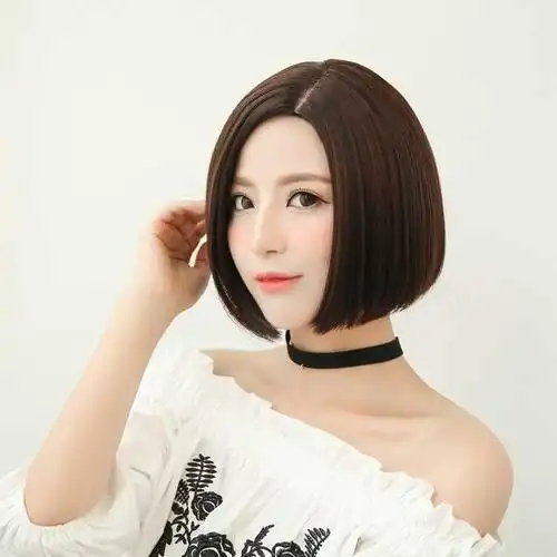 假发短发逼真短直发自然蓬松波波bobo头斜刘海日常整顶假发