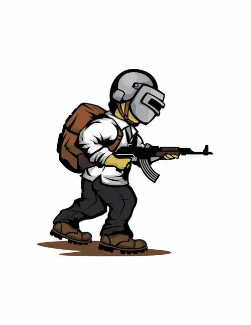 卡通漫画风格端着枪的pubg绝地求生三级头吃鸡游戏png图片免抠矢量