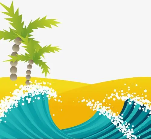 沙滩沙滩海浪矢量下载