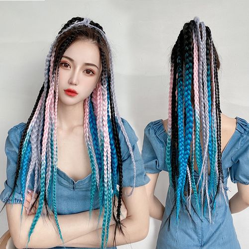 假发马尾彩色小辫子麻花辫细假发条脏辫女绑带时尚其它假发