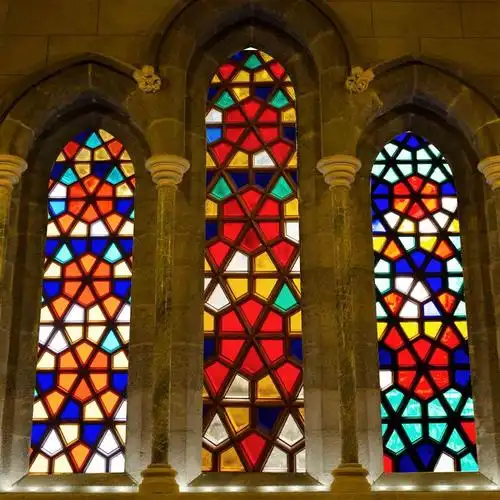 贴纸玻璃梓滢满洲欧式复古彩色教堂卫生间窗户瓷砖