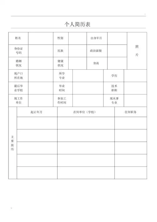 标准,正规个人简历表格模板格