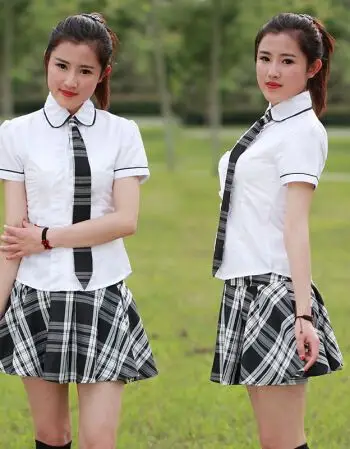 珂梵图黑白色英伦日本学生装校服班服啦啦队歌手演出服 广 女全套 xxl