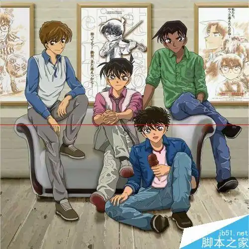 怎么用ps给侦探柯南穿上红绿花棉袄?