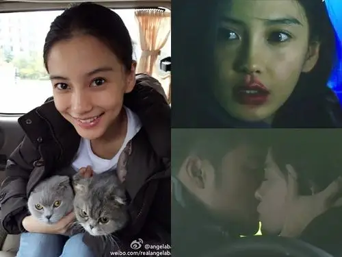 黄晓明快捂眼! angelababy跟陈赫车中激吻口红全花
