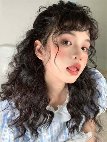 纤韵羊毛卷头套长发头中蛋卷黑色卷发佳人复古日常整顶假发