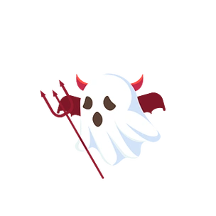 小恶魔两面派日漫风格万圣节恶魔角女孩手绘万圣节恶魔黑色男孩红月