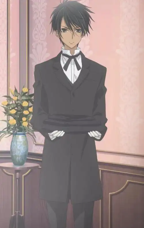 求几张动漫图片,卡通或3d的也行,男生黑发黑瞳黑西装戴着手套,谢谢