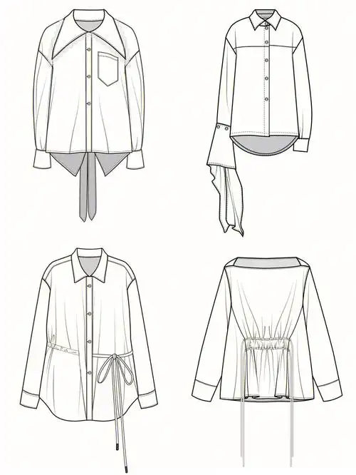 衬衫正反面服装款式图10