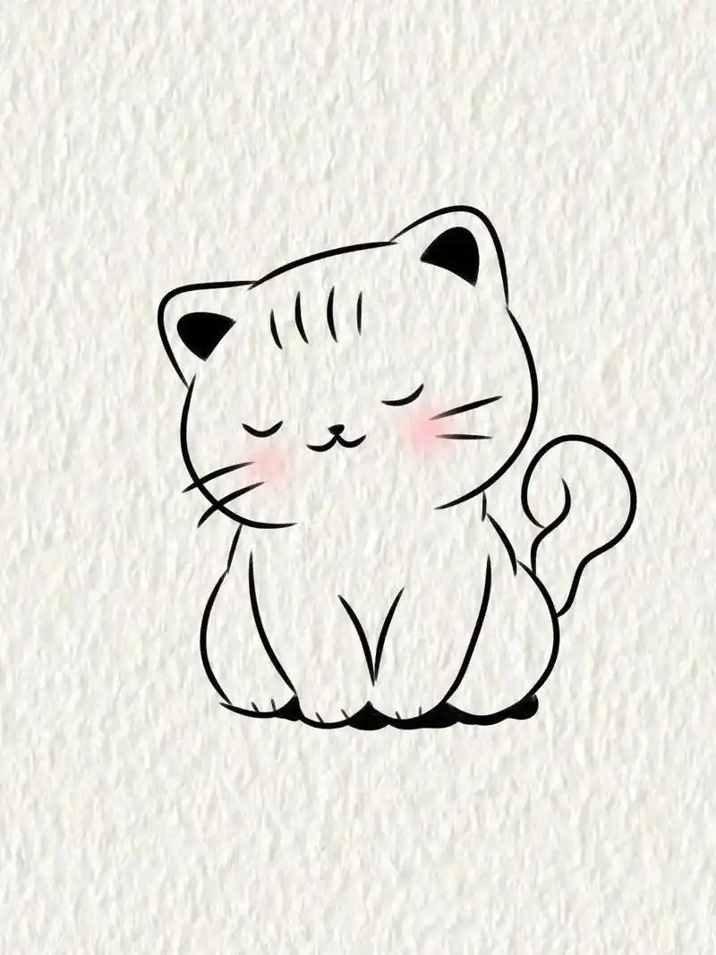 简笔画.捕捉一只害羞的小猫咪#简笔画 #画画 #一学就会系列