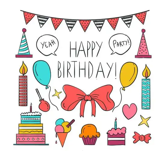 17款彩绘生日装饰物元素矢量素材