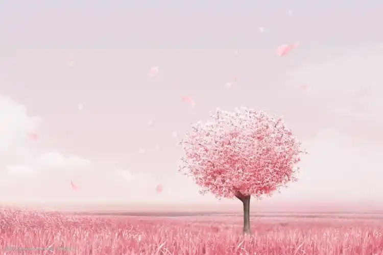 彩绘古风桃花海报背景设计