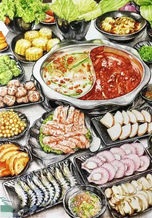 【原创绘画教程】彩铅:鸳鸯火锅_版权_网络_图文