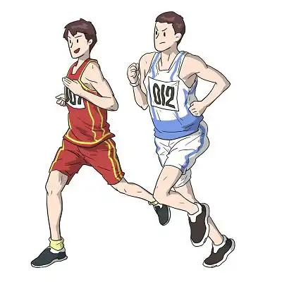 运第十四届全国运动会东京奥运会运动手绘卡通运动季马拉松人物素材