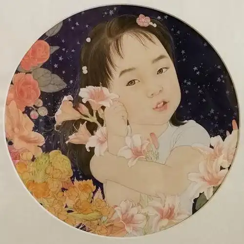 置爱艺术家定制儿童肖像工笔画刘莹莹作品