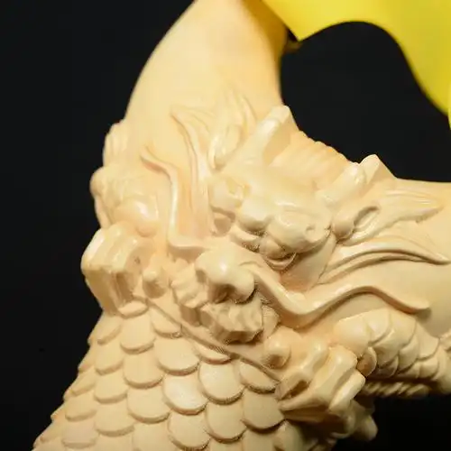 传统杨木木头龙头把玩手柄雕刻户外黄杨木小叶木雕