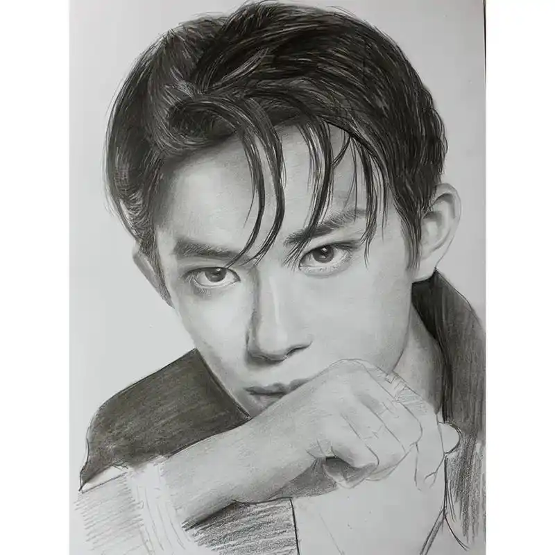 #素描肖像 素描易烊千玺 你们想看我画谁呢?#易烊千玺 - 抖音