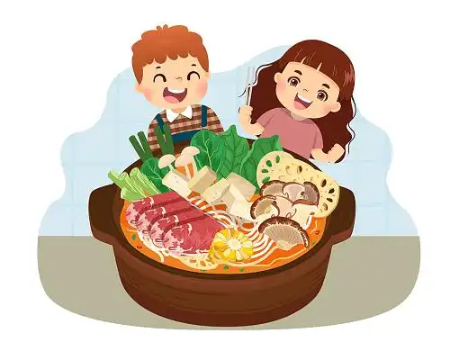 卡通火锅美食人物插画png素材火锅元素