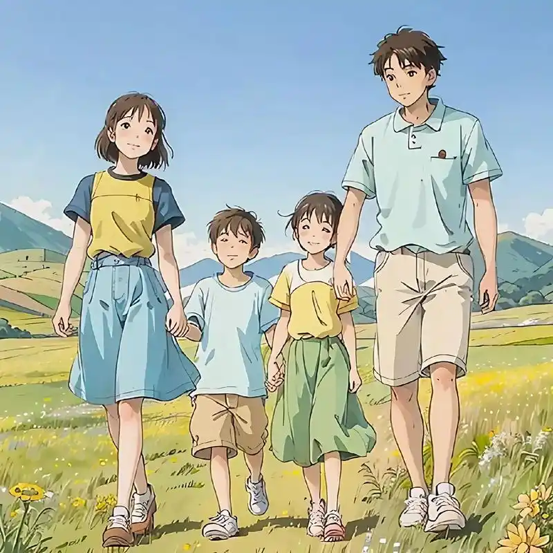 【头像】四口之家 #原创 #ai绘画 #动漫 #全家福亲子头 - 抖音
