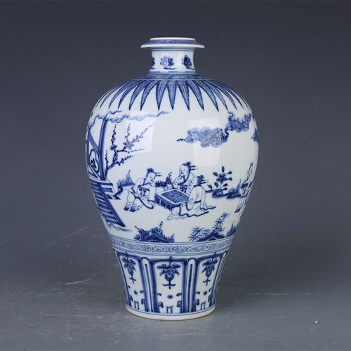 明成化瓷器人物故事梅瓶古董古玩明清老瓷器青花瓷老物件收藏