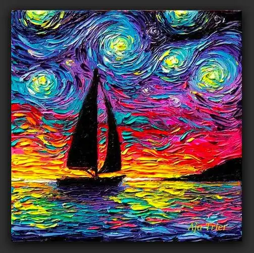 绘画|丙烯颜料风景画,厚厚的颜料堆积出大自然的缤纷色彩