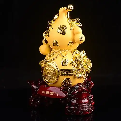 风水摆件福禄进宝天医葫芦八方运财金葫芦聚宝盆摆件