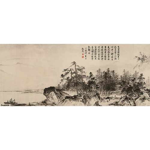 夏圭 溪山清远图源自真迹的高清复制中国名画临摹24x458cm
