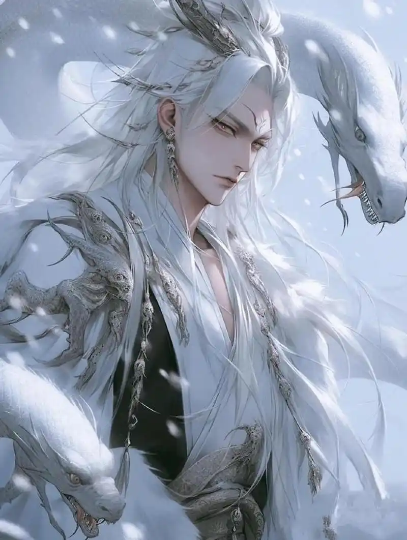 古风"蛇神"白衣少年头像 ​​​ #古风插画# #古风小分队#