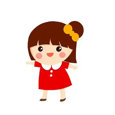 卡通学生手绘小学生儿童小女孩人物素材上课家长会上课教室学生